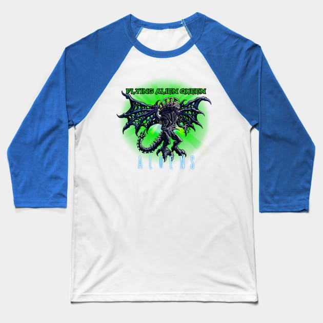 Flying Alien Queen Baseball T-Shirt by Ale_jediknigth